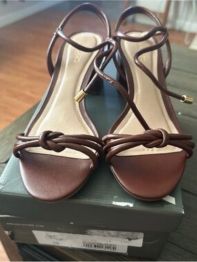 Brown Knotted Strappy Heeled Sandals